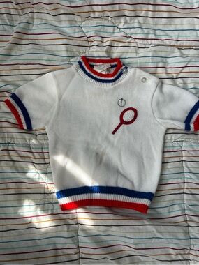 Vintage Baby Tennis Sweater Varsity Style Acrylic Knit